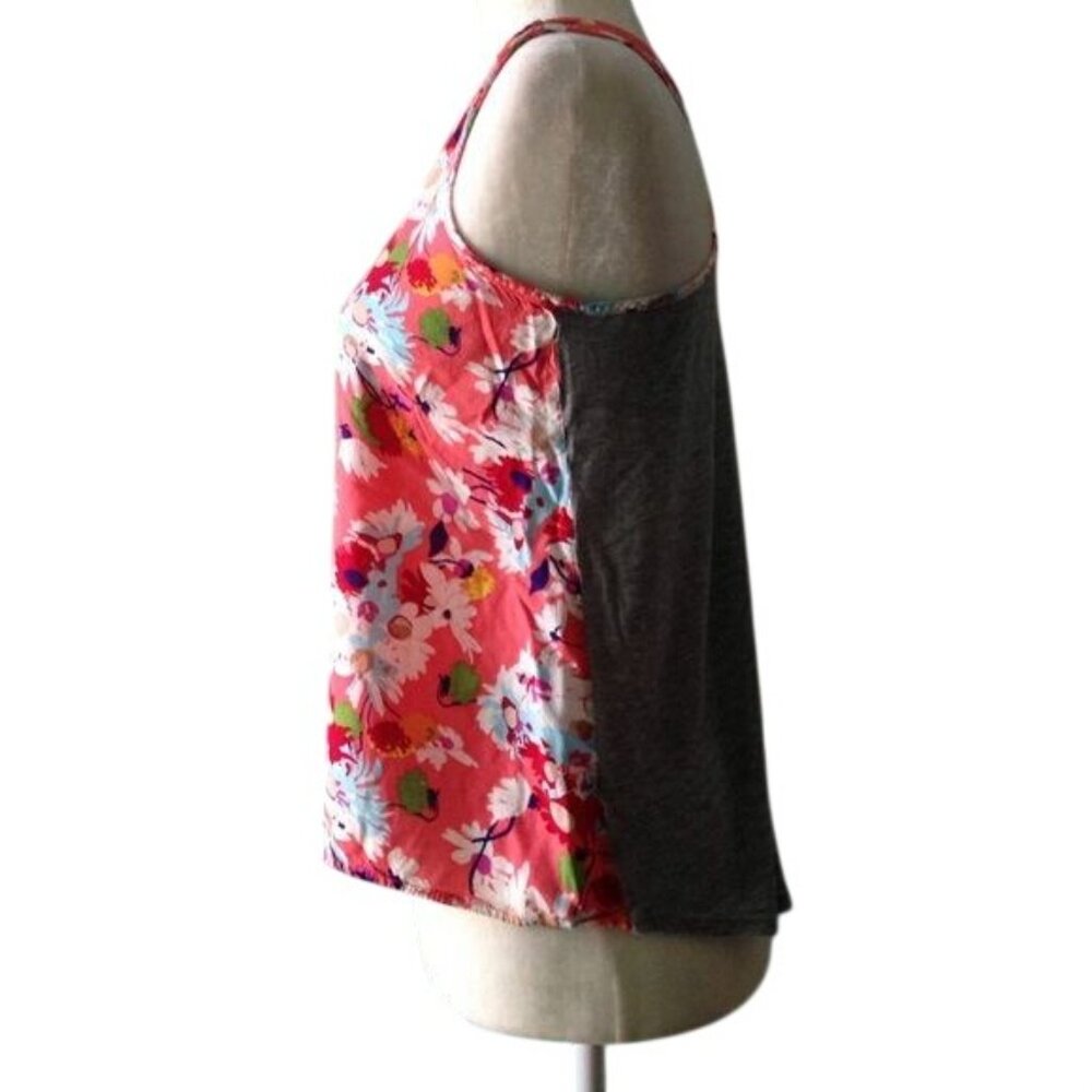 B Jewel Braided Back Tank Top Size Small Orange Grey Floral Racerback Knit - Picture 2 of 6
